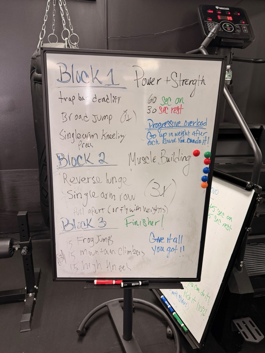Workout programming whiteboard